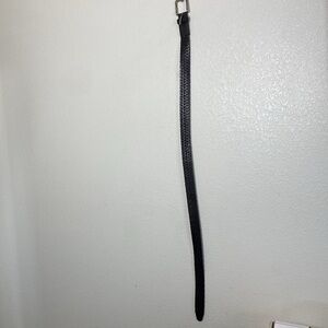 Genuine Dark Brown Woven Leather Belt with Silver Buckle Size L. Made in India